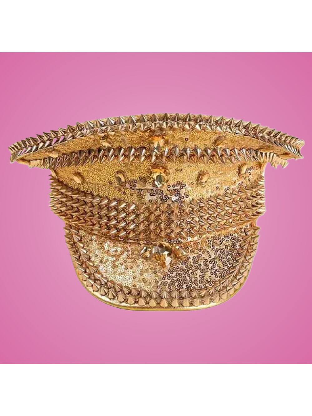 Gold Punk Style Rock N Roller Spike Hat For Night Club or Costume